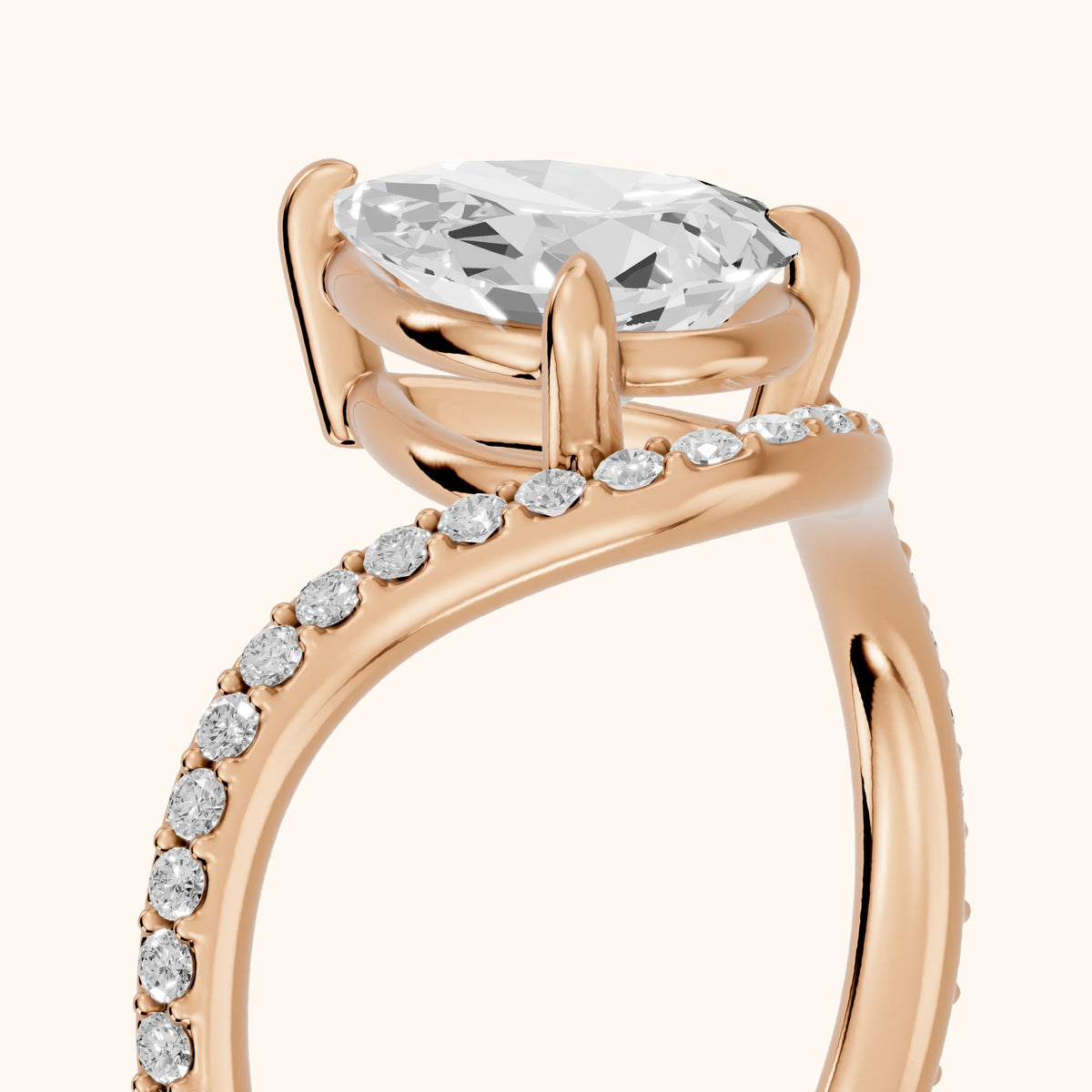 Alison Bypass Pavé Pear Diamond Engagement Ring in Rose Gold - slant-view.webp