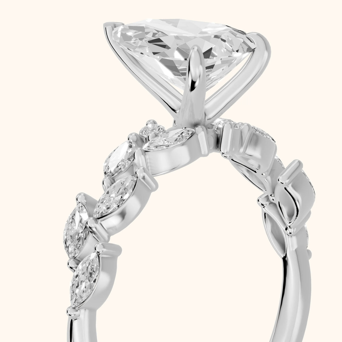 Mirella Laurel Pear Diamond Engagement Ring in Platinum - slant-view.webp