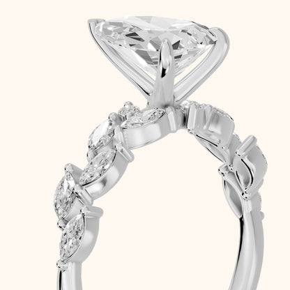 Mirella Laurel Pear Diamond Engagement Ring in Platinum - slant-view.webp