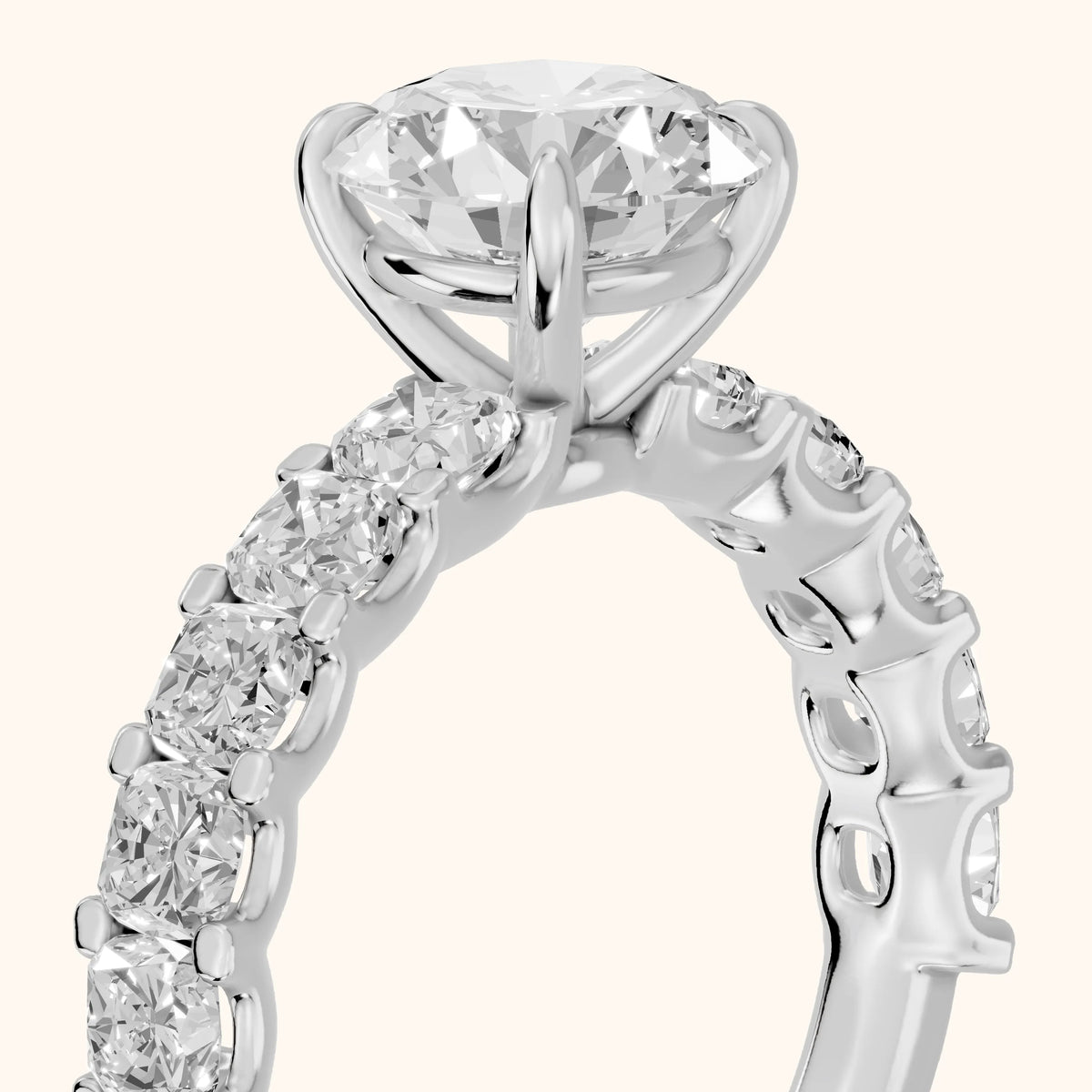 Katarina Statement Pavé Round Diamond Engagement Ring in Silver - slant-view.webp