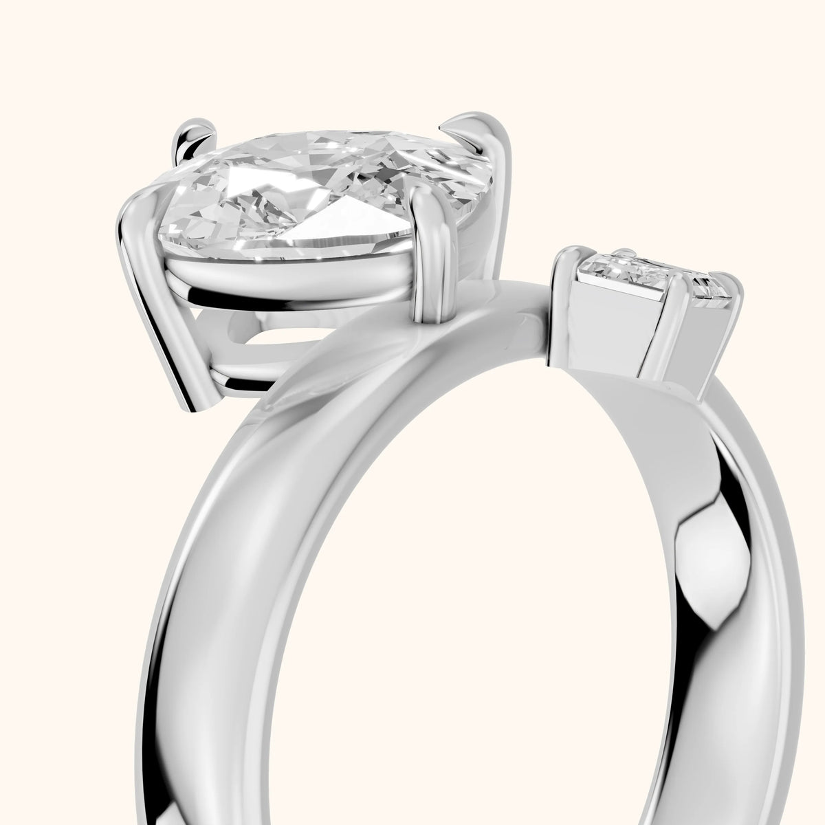 Sabrina Two-Stone Cushion & Emerald Diamond Engagement Ring in White Gold - slant-view.webp