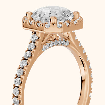 Sophie Halo Pavé Asscher Diamond Ring in Rose Gold - slant-view.webp