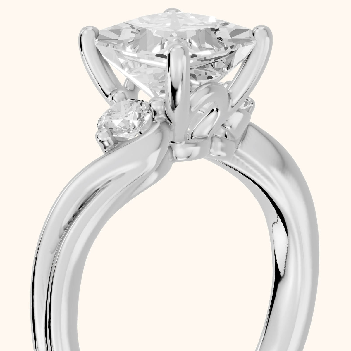 Rena Bypass Three-Stone Princess Diamond Engagement Ring in White Gold - slant-view.webp