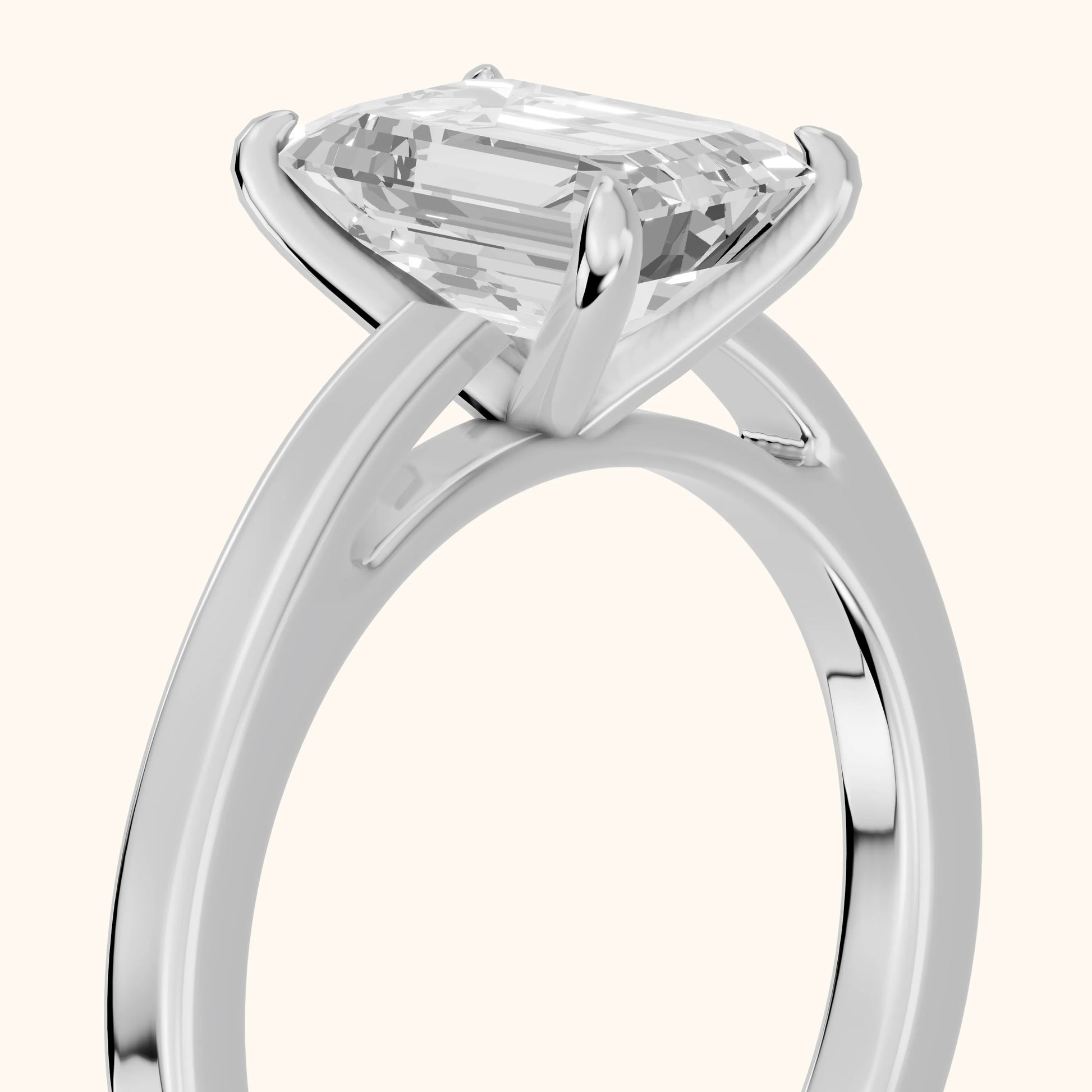 Kaia Solitaire Emerald Diamond Ring in White Gold - slant-view.webp