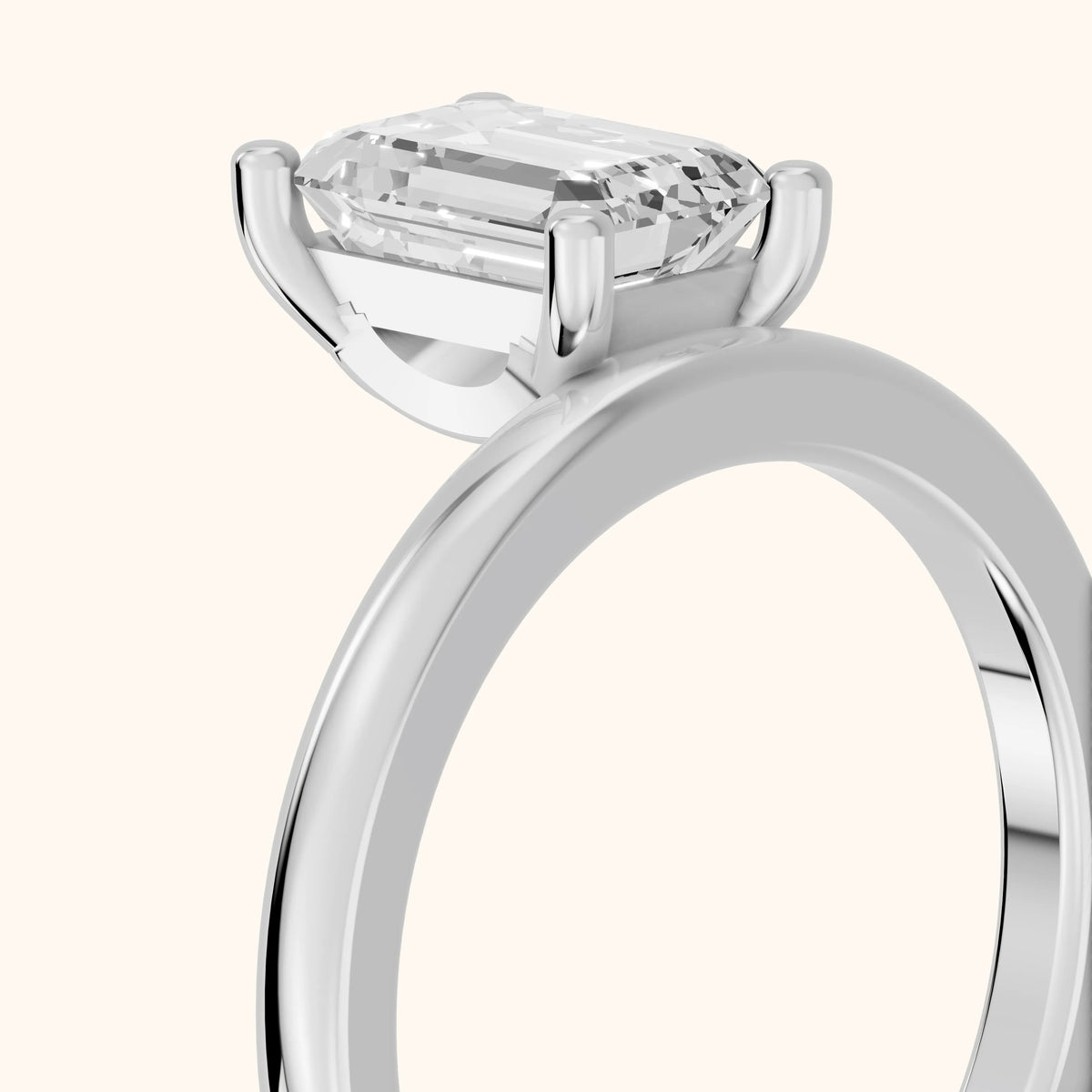 Maisie Four Prong Solitaire Emerald Diamond Engagement Ring in White Gold - slant-view.webp