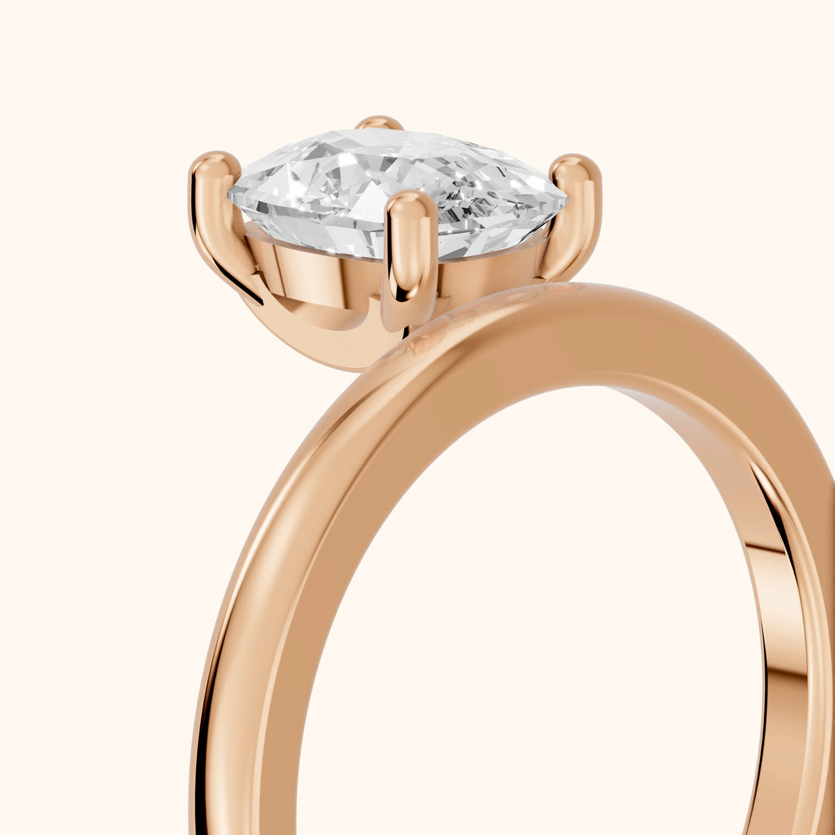 Maisie Four Prong Solitaire Cushion Diamond Engagement Ring in Rose Gold - slant-view.webp