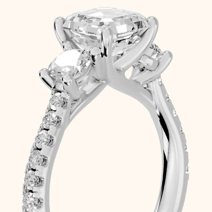 Sibyl Trellis Three-Stone Asscher Diamond Engagement Ring in Silver - slant-view.webp