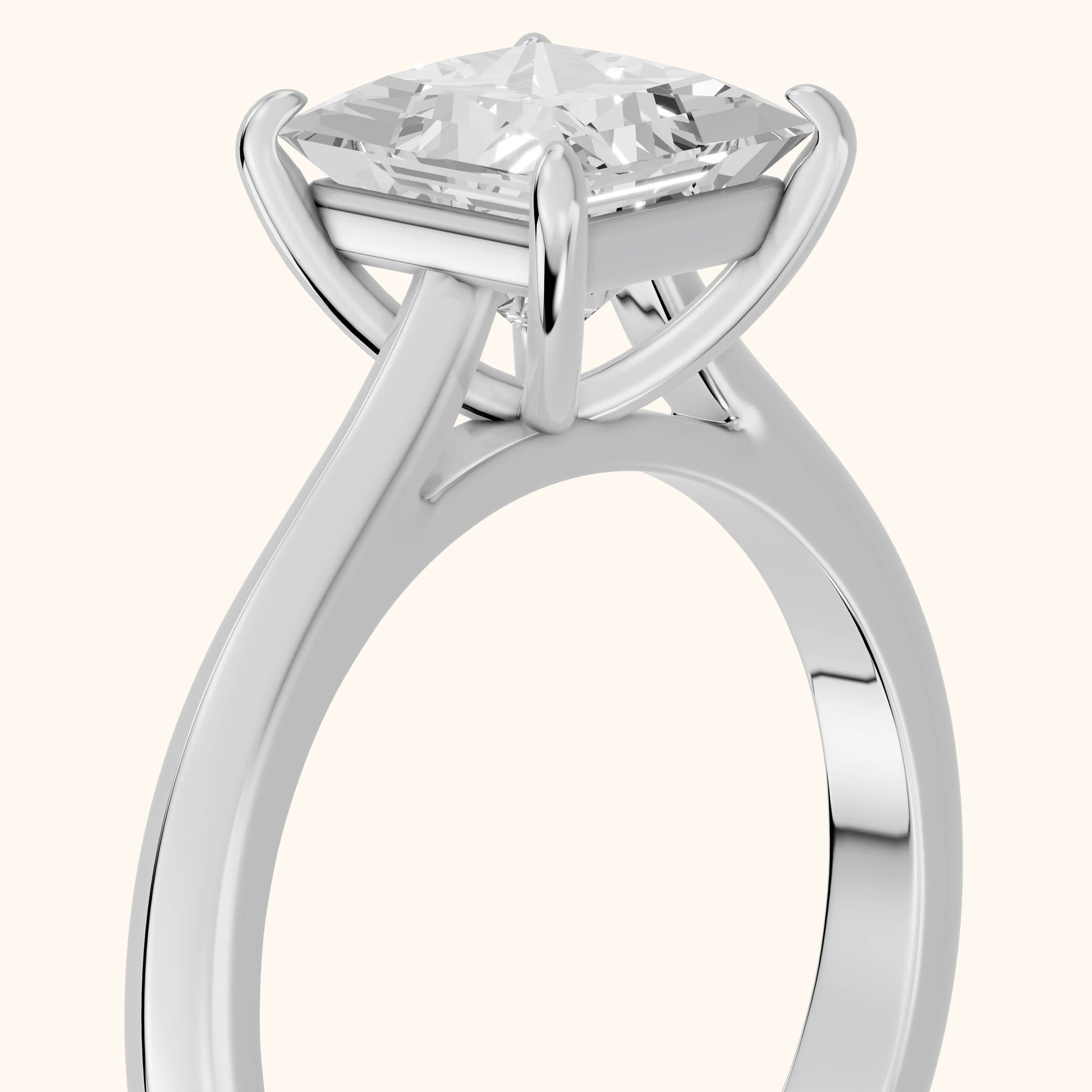 Kalia Knife Edge Solitaire Princess Diamond Engagement Ring in Silver - slant-view.webp