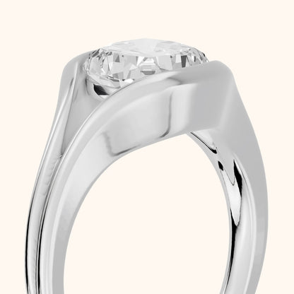 Windsor Half Bezel Solitaire Cushion Diamond Engagement Ring in White Gold - slant-view.webp