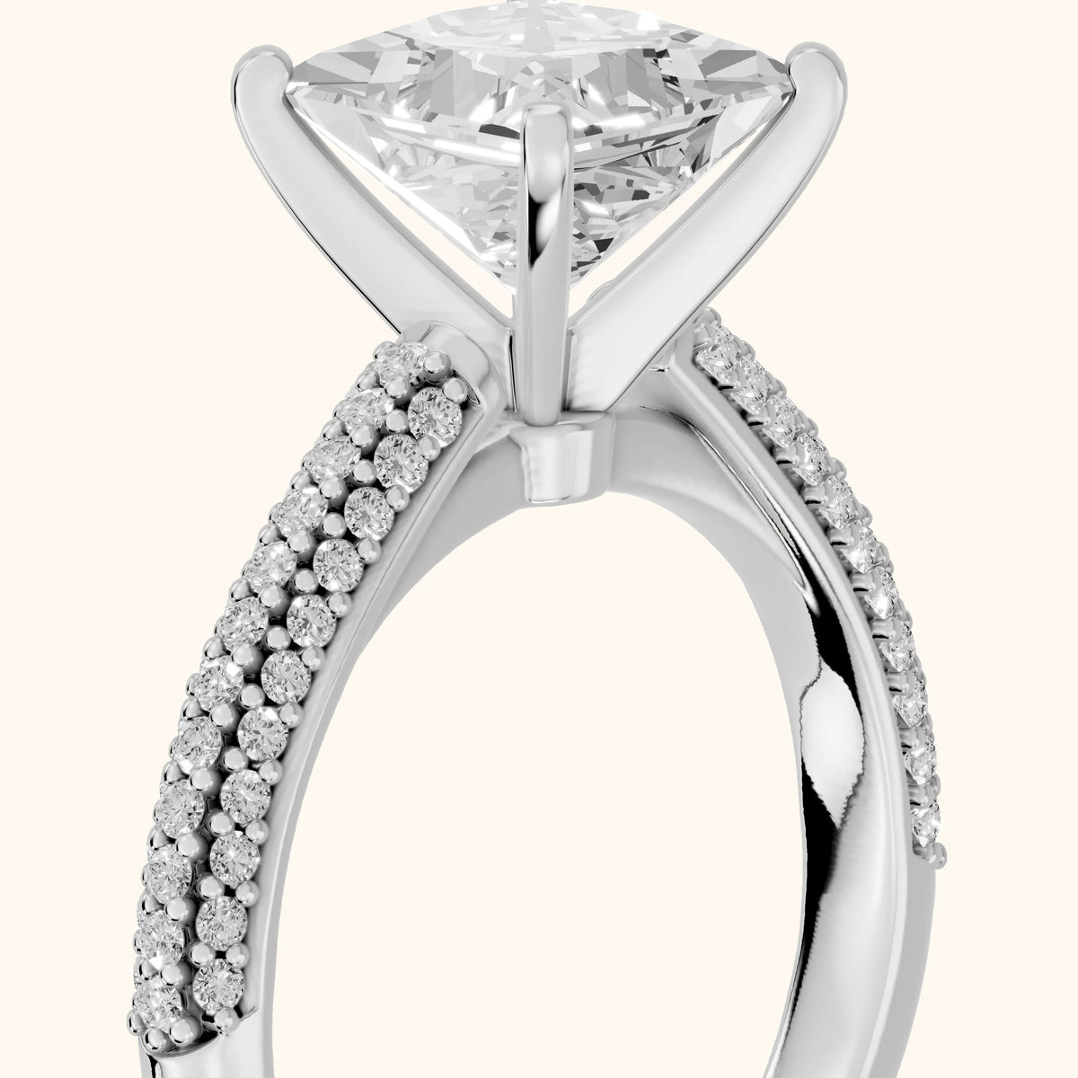 Kaitlin Micropavé Dome Princess Diamond Engagement Ring in Silver - slant-view.webp