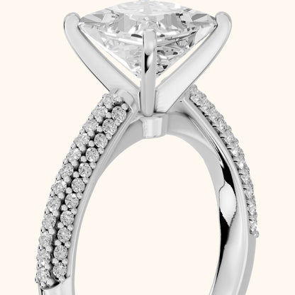 Kaitlin Micropavé Dome Princess Diamond Engagement Ring in Silver - slant-view.webp
