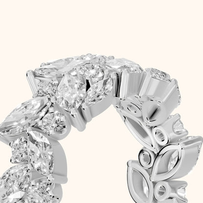 Romina Eternity Marquise & Round Diamond Anniversary Ring in White Gold - slant-view