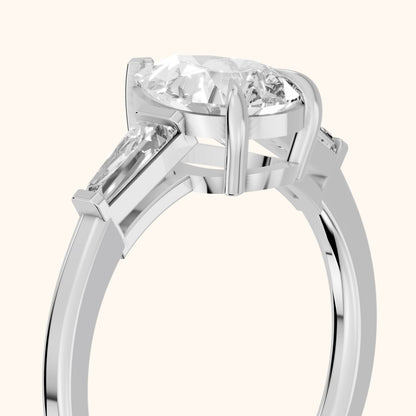 Winnie Three-Stone Pear Diamond Engagement Ring in Platinum - slant-view.webp
