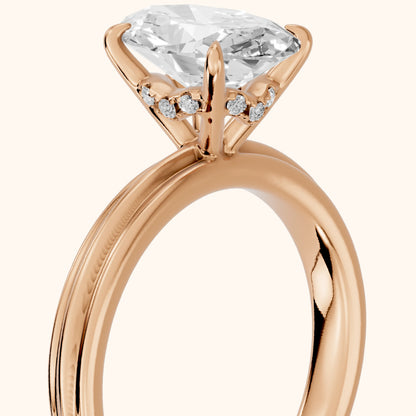 Seraphine Hidden Halo Oval Diamond Engagement Ring in Rose Gold - slant-view.webp
