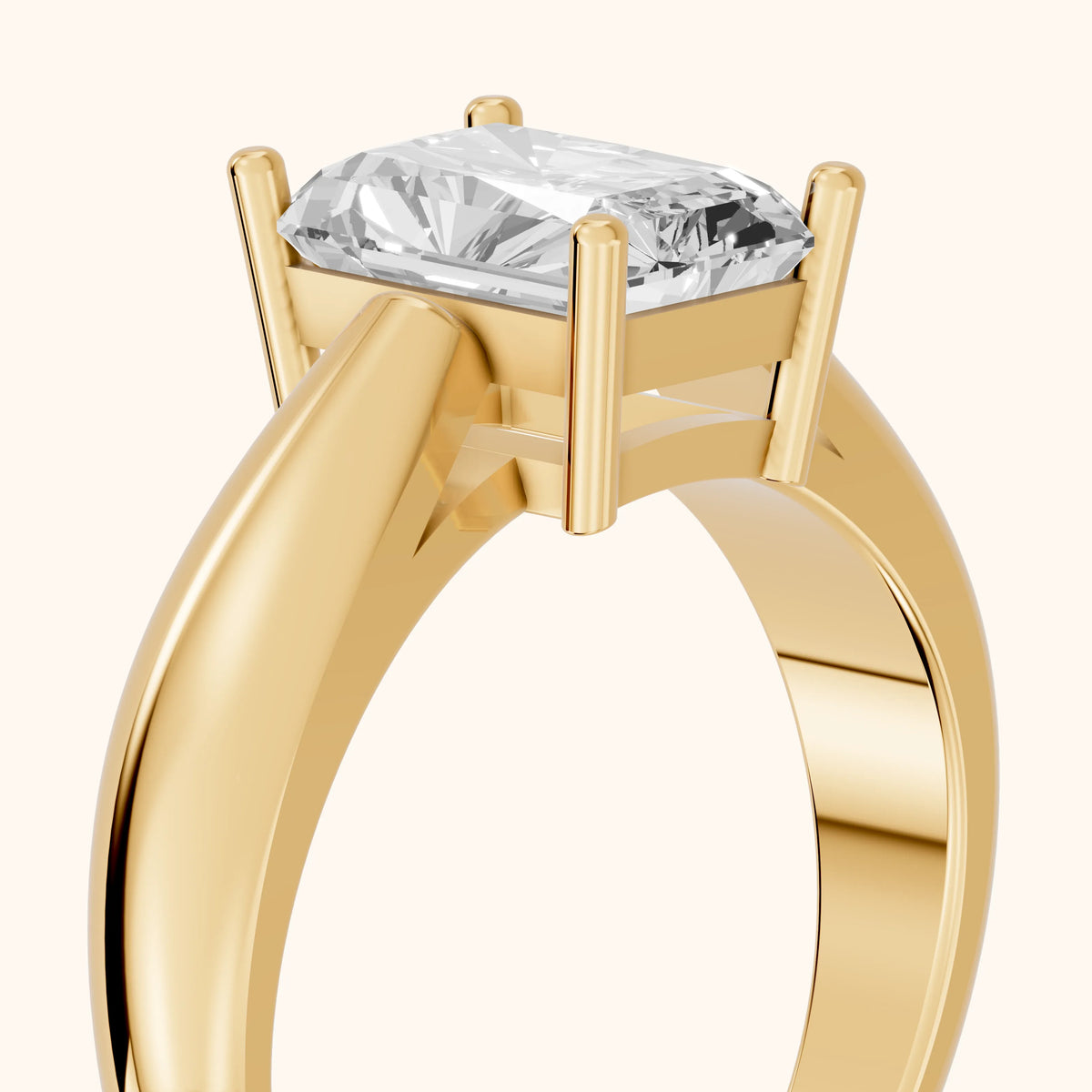 Talia Solitaire Twist Radiant Diamond Engagement Ring in Yellow Gold - slant-view.webp