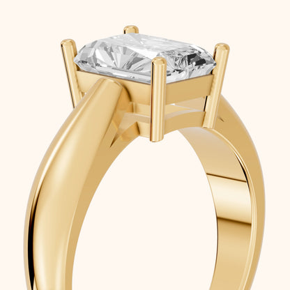 Talia Solitaire Twist Radiant Diamond Engagement Ring in Yellow Gold - slant-view.webp