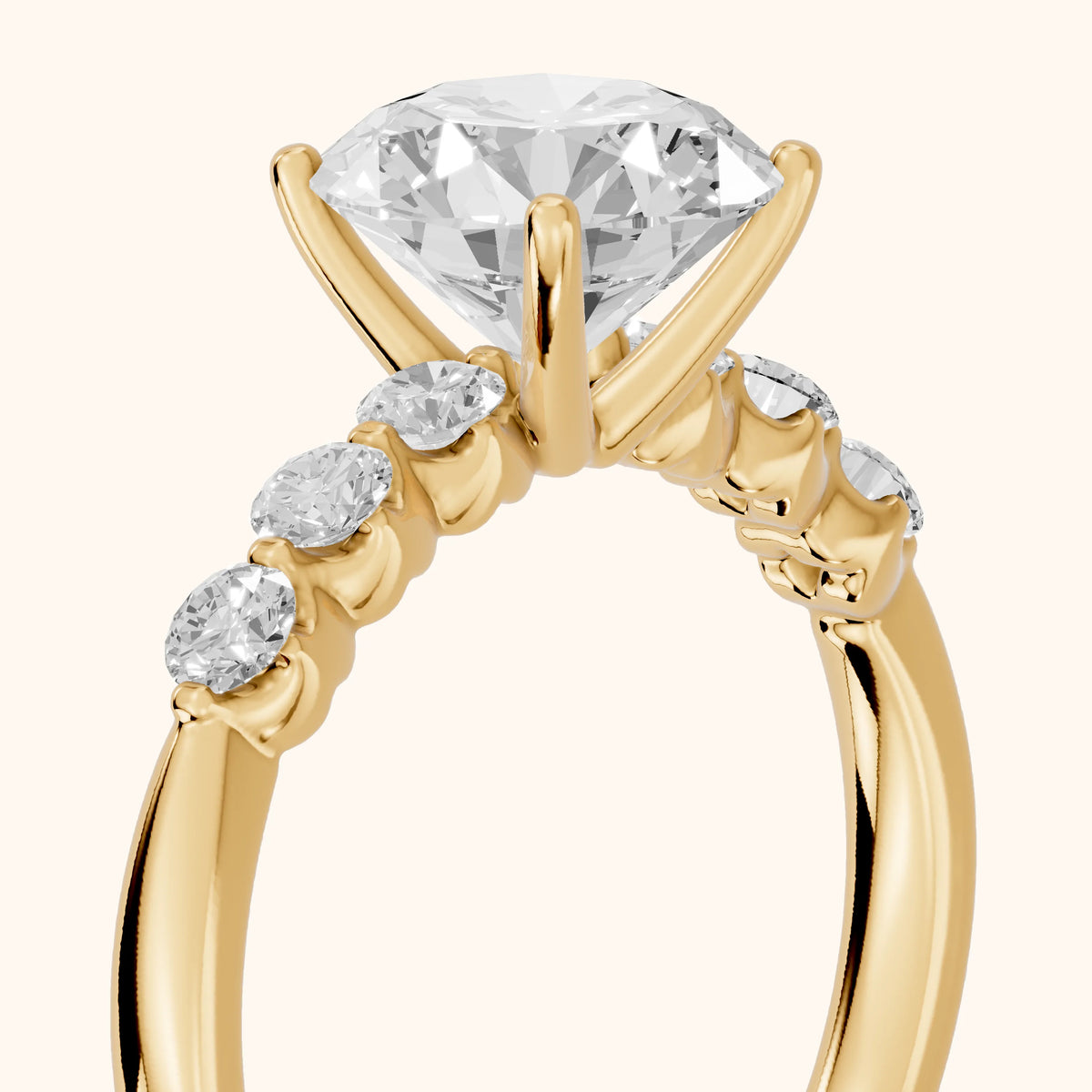 Vienna Floating Five-Stone Round Diamond Engagement Ring in Yellow Gold - slant-view.webp
