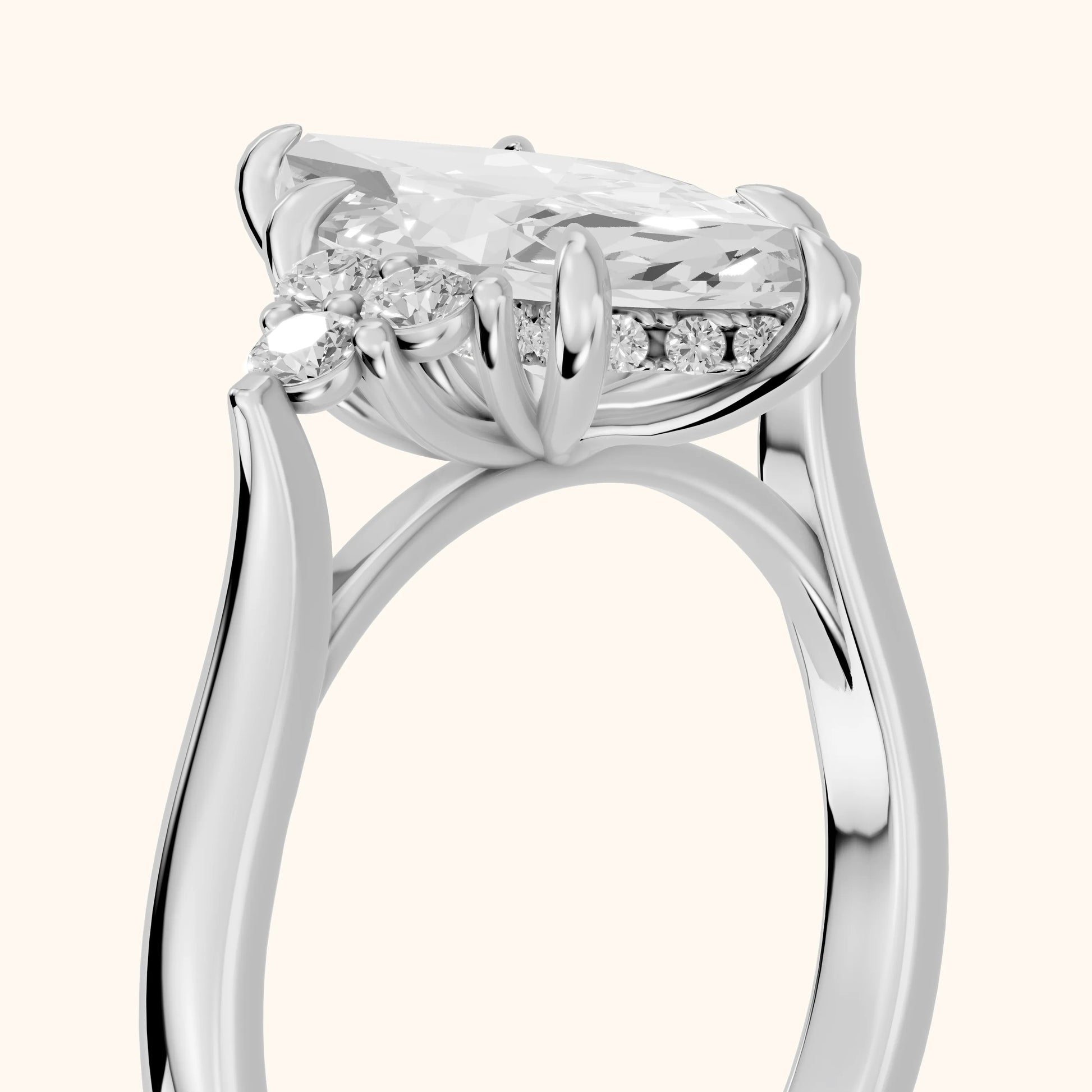 Anya Sidestone Cluster Marquise Diamond Ring in White Gold - slant-view.webp