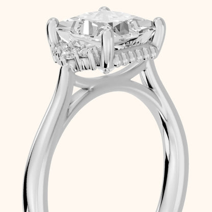 Paola Milgrain Pavé Princess Diamond Engagement Ring in White Gold - slant-view.webp