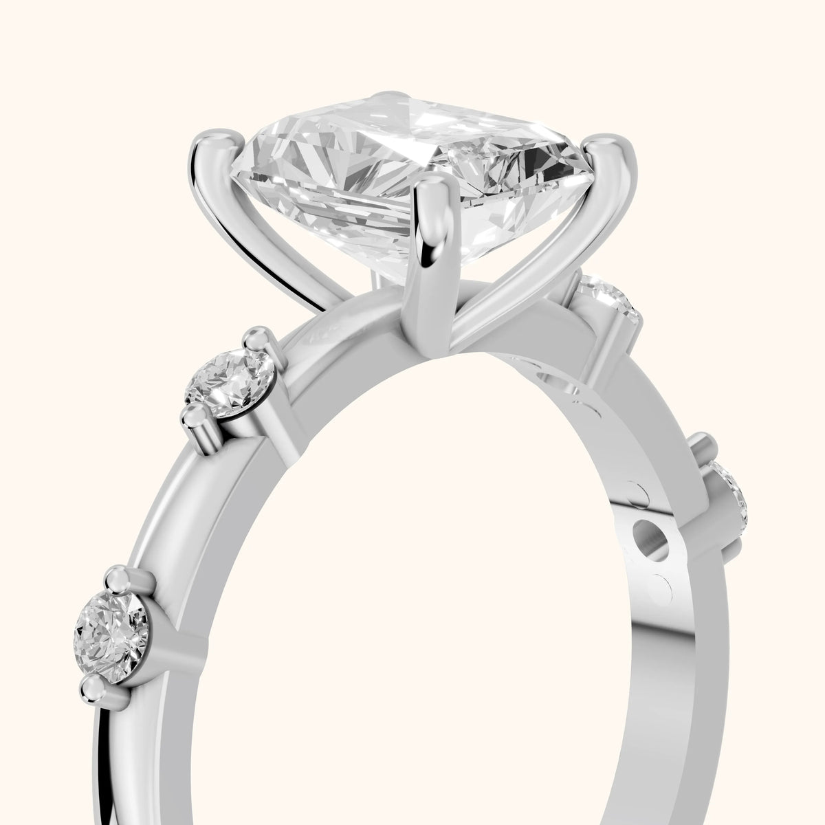 Elena Radiance Radiant Diamond Engagement Ring in White Gold - slant-view.webp