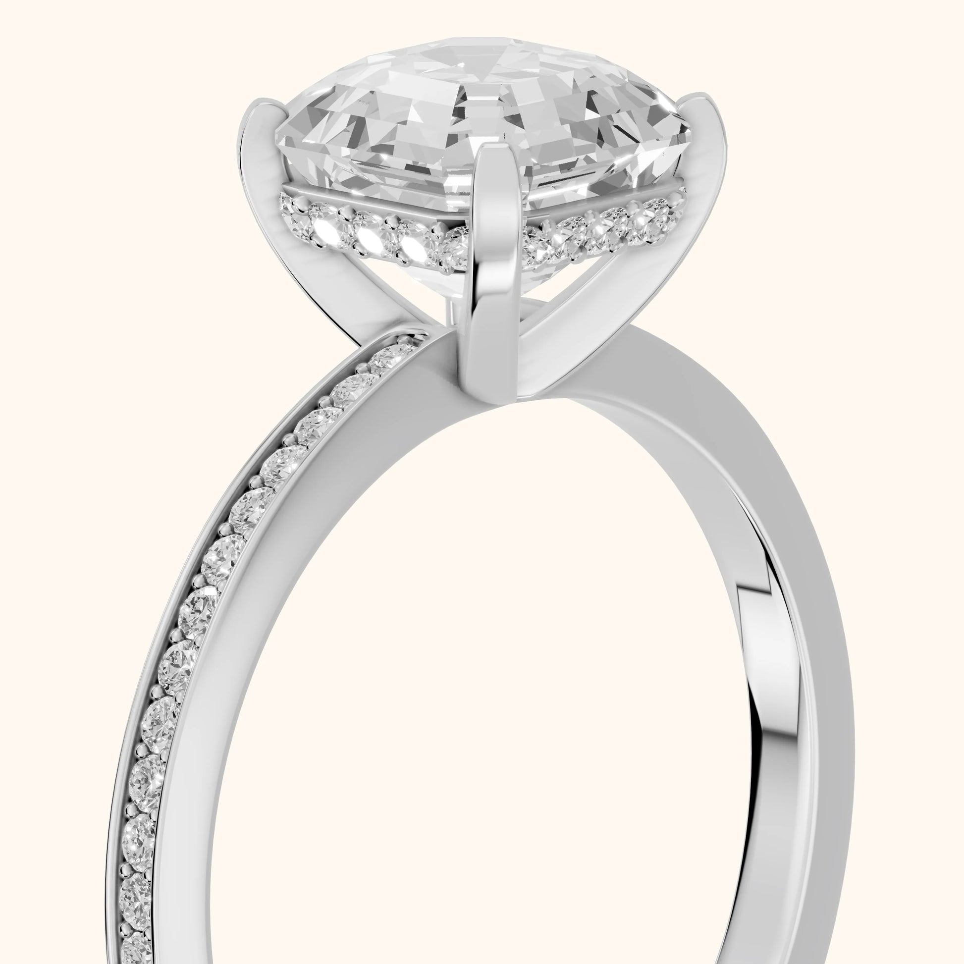 Naia Hidden Halo Asscher Diamond Ring in White Gold - slant-view.webp