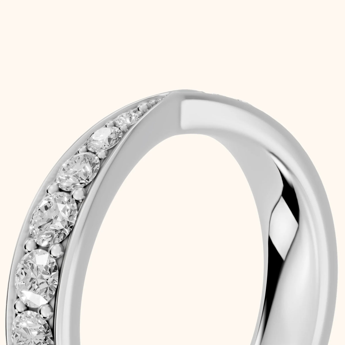 Julia Tapered Riviera Round Diamond Eternity Band in Silver - slant-view