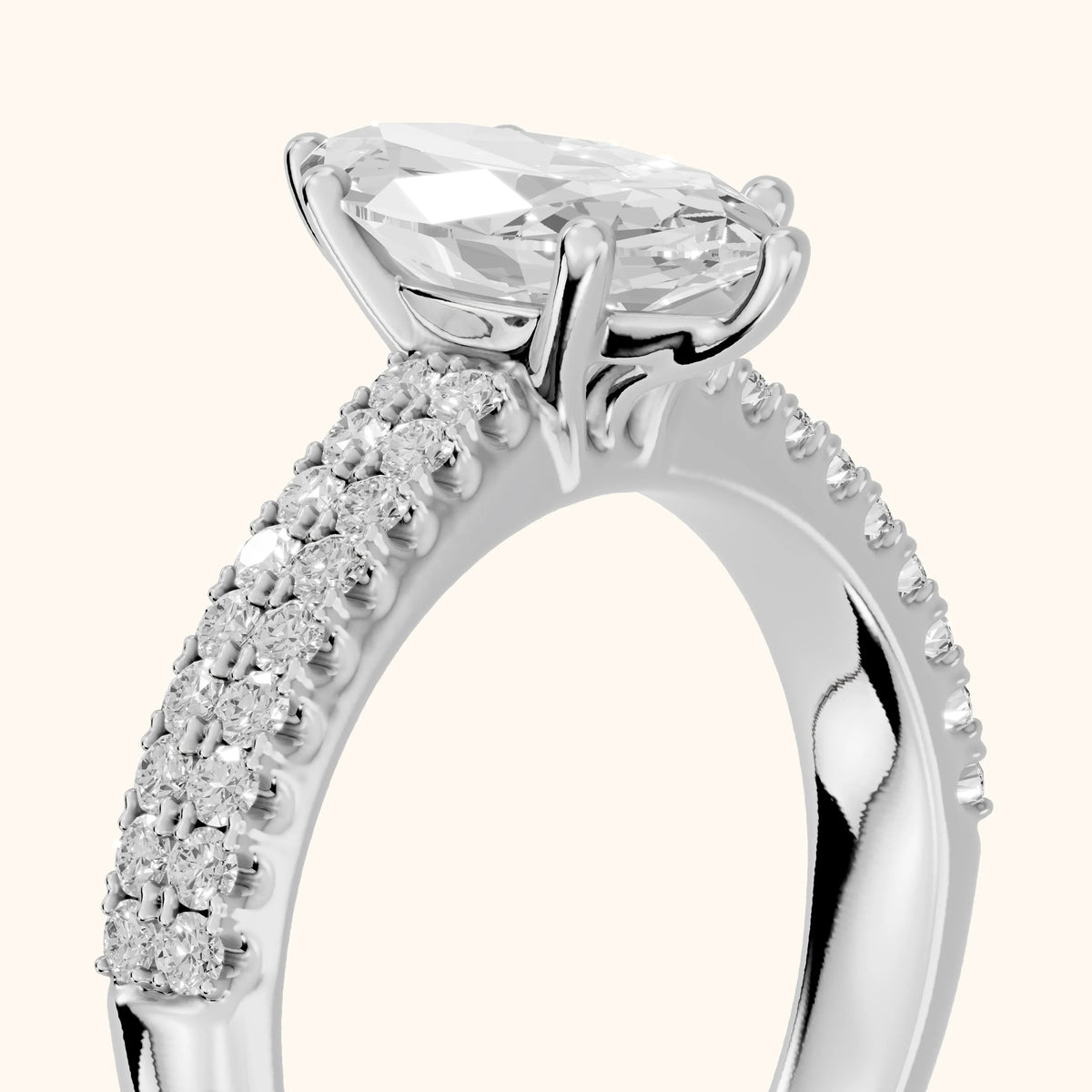 Allison Wide Band Pavé Marquise Diamond Engagement Ring in Silver - slant-view.webp
