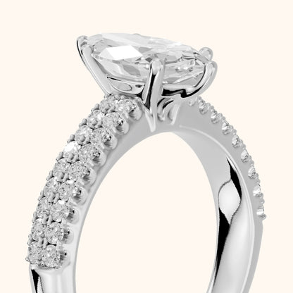 Allison Wide Band Pavé Marquise Diamond Engagement Ring in Silver - slant-view.webp