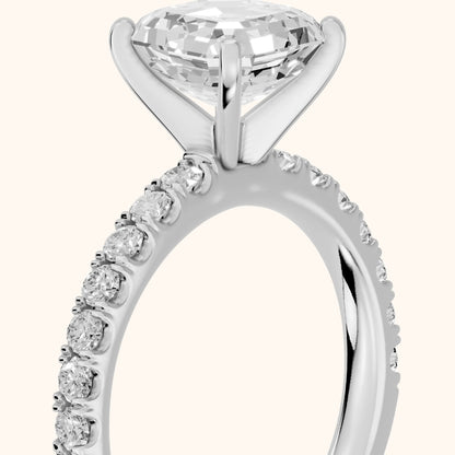 Elara Scalloped Pavé Asscher Diamond Engagement Ring in White Gold - slant-view.webp