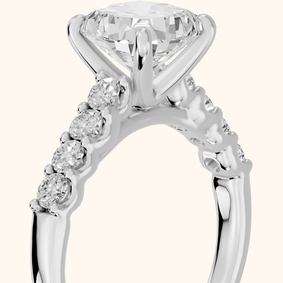 Emilia Pavé Cushion Diamond Engagement Ring in Silver - slant-view.webp