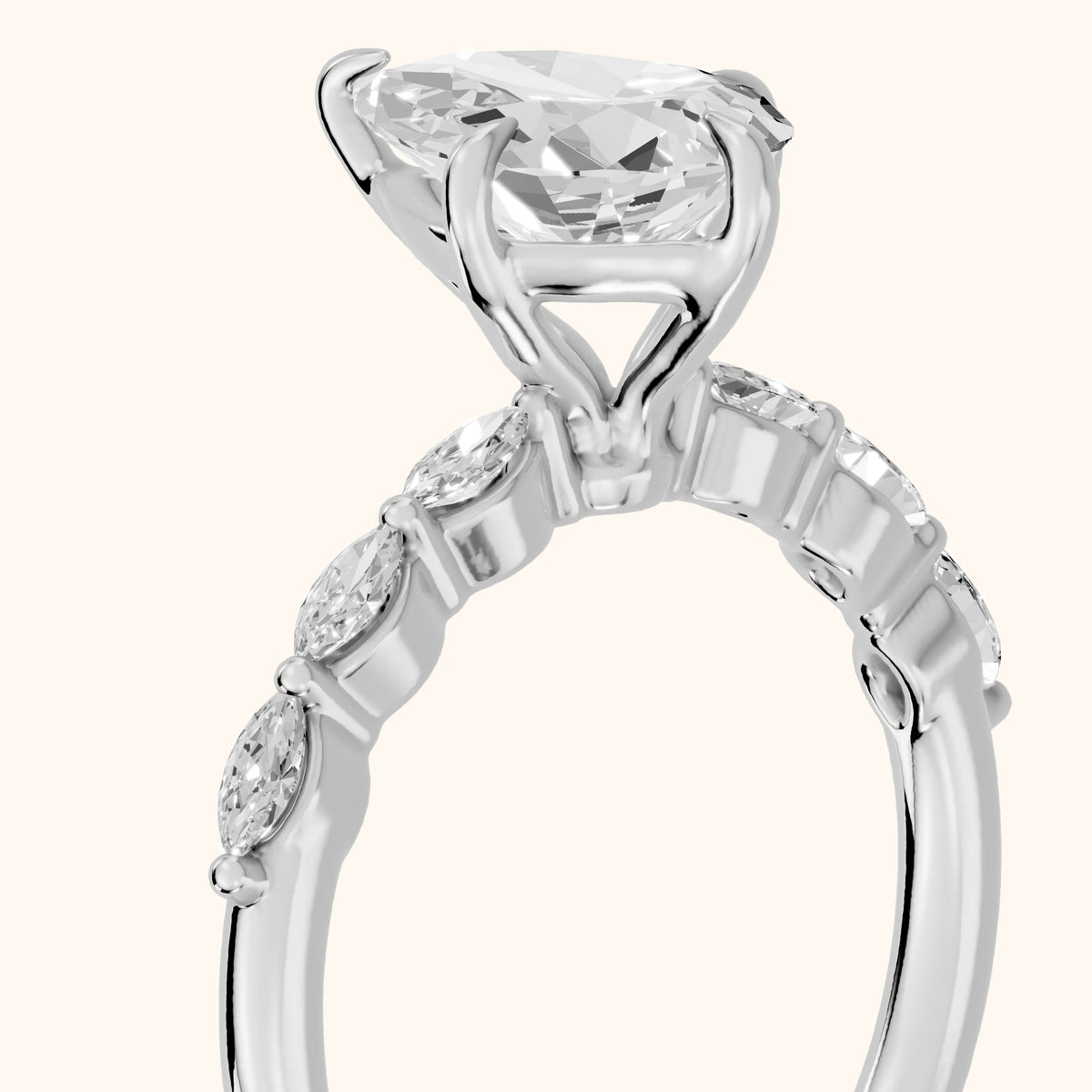 April Marquise-Side Pear Diamond Engagement Ring in Platinum - slant-view.webp