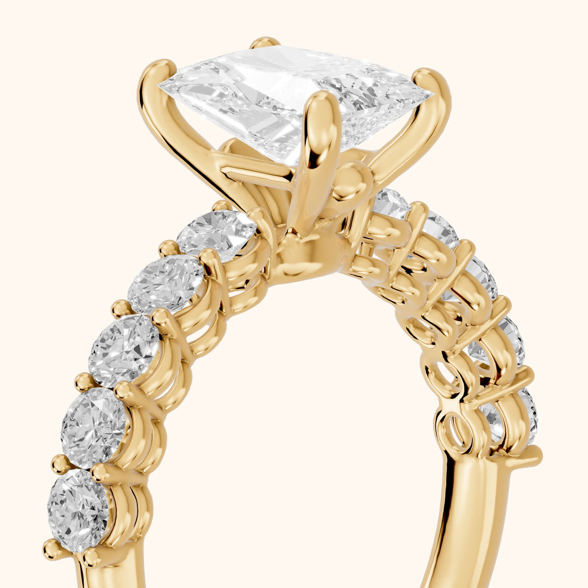 Sterling Statement Pavé Radiant Diamond Engagement Ring in Yellow Gold - slant-view.webp