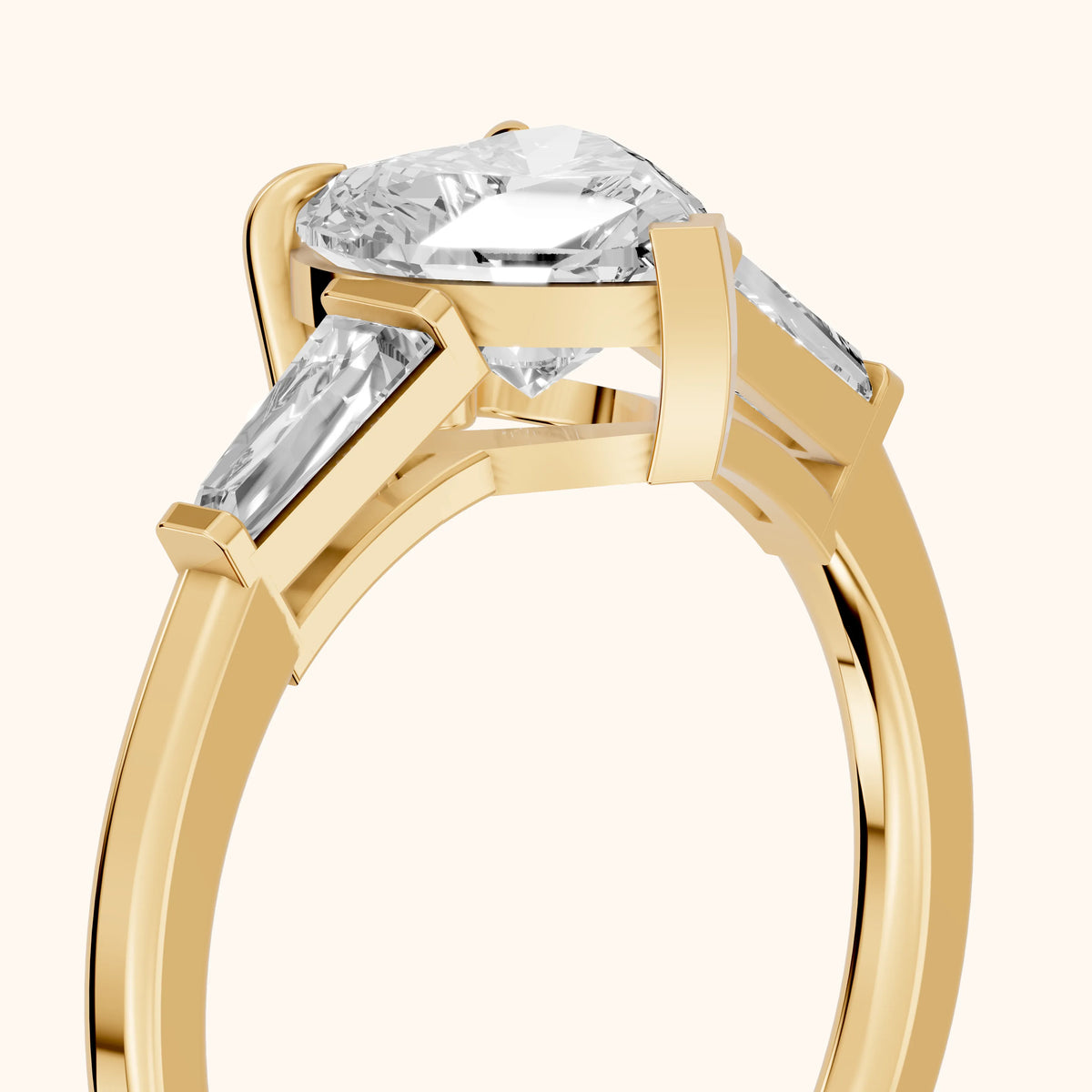 Winnie Three-Stone Heart Diamond Engagement Ring in Yellow Gold - slant-view.webp