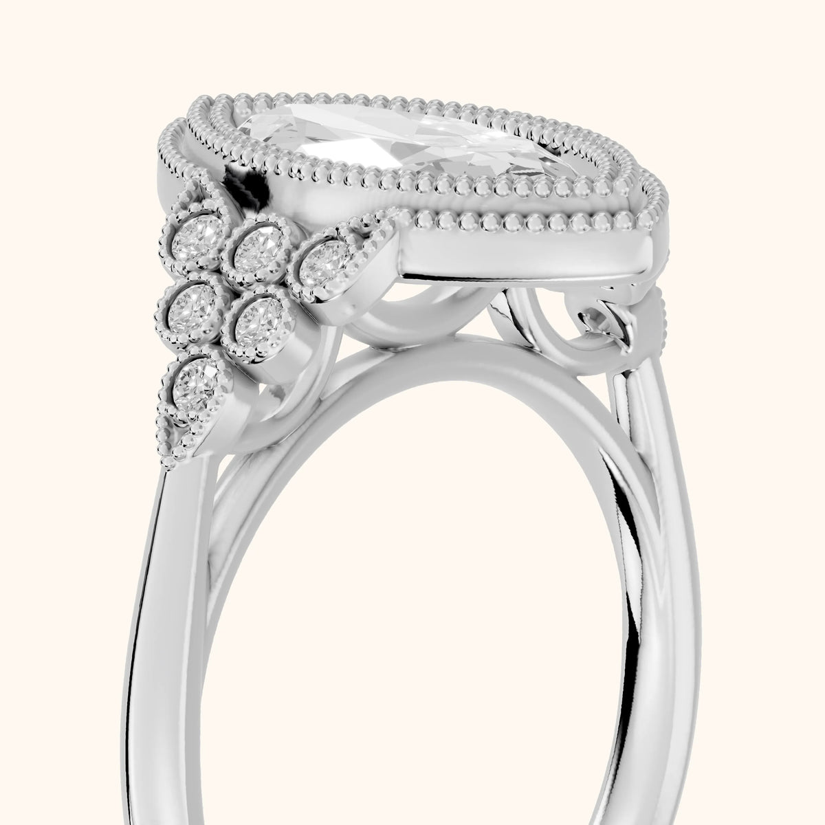 Effie Vintage Bezel Marquise Diamond Engagement Ring in Platinum - slant-view.webp