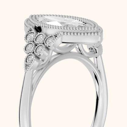 Effie Vintage Bezel Marquise Diamond Engagement Ring in Platinum - slant-view.webp