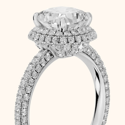 Fallon Halo Micropavé Cushion Diamond Engagement Ring in Silver - slant-view.webp