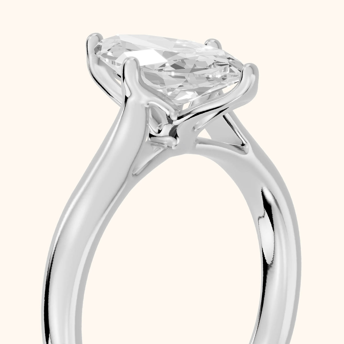 Edwina Crossover Solitaire Marquise Diamond Engagement Ring in Platinum - slant-view.webp