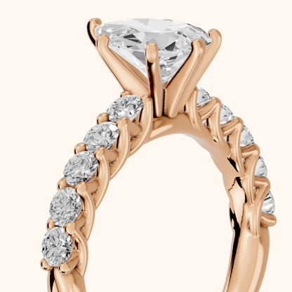 Heloise Statement Pavé Pear Diamond Engagement Ring in Rose Gold - slant-view.webp