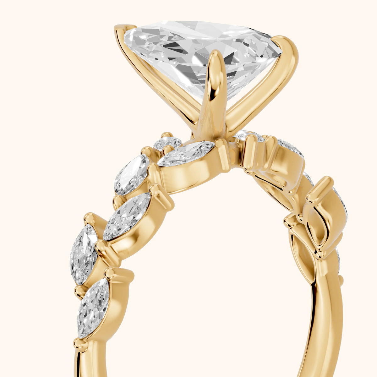 Mirella Laurel Pear Diamond Engagement Ring in Yellow Gold - slant-view.webp