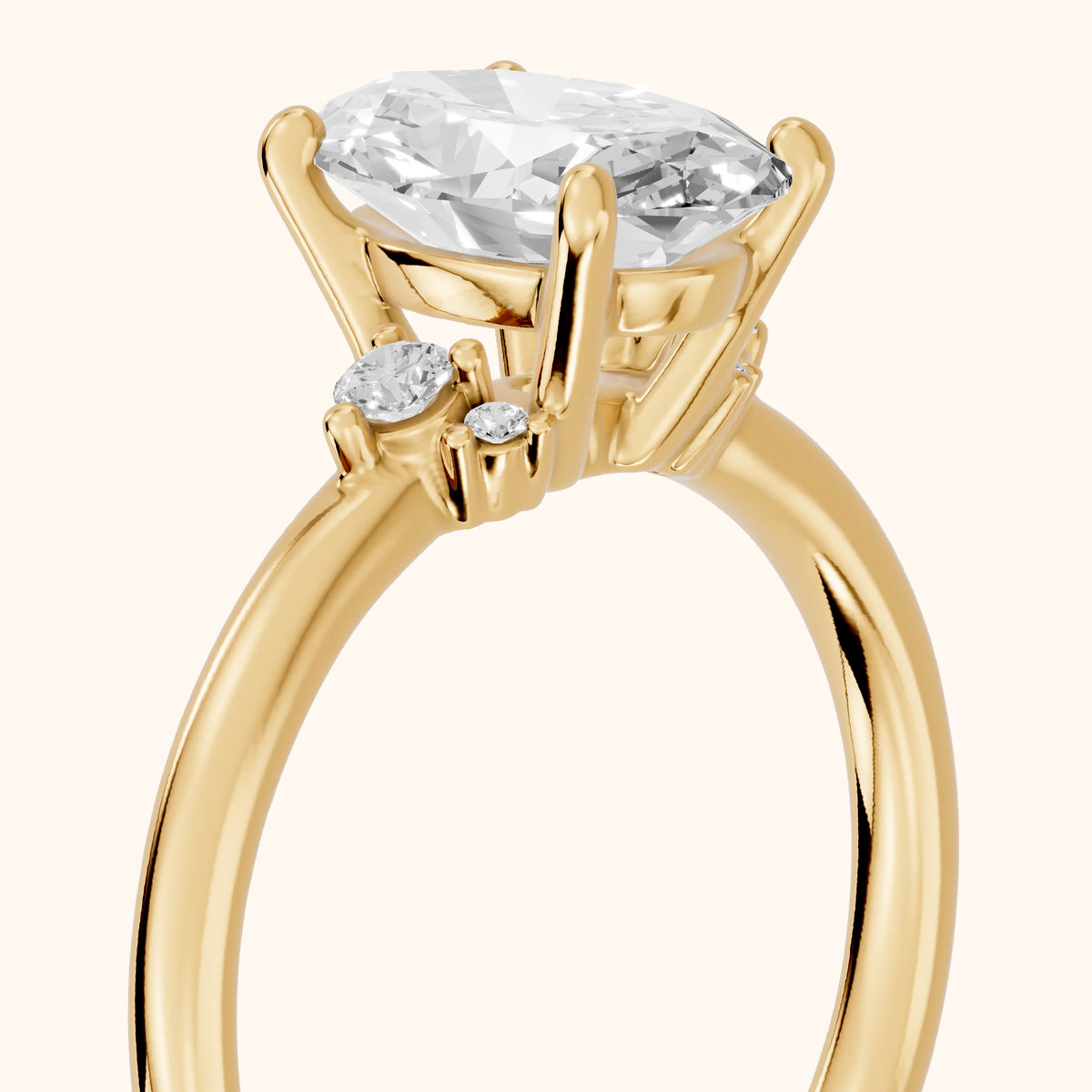 Wynne Cluster Oval Diamond Engagement Ring in Yellow Gold - slant-view.webp