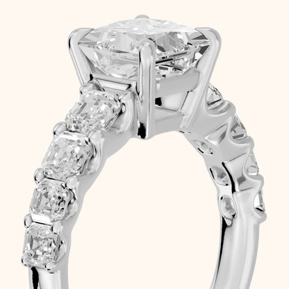 Sonja Graduated Pavé Princess Diamond Engagement Ring in Silver - slant-view.webp