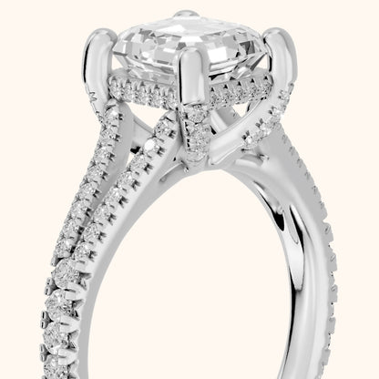 Giovanna Hidden Halo Split Shank Asscher Diamond Engagement Ring in White Gold - slant-view.webp
