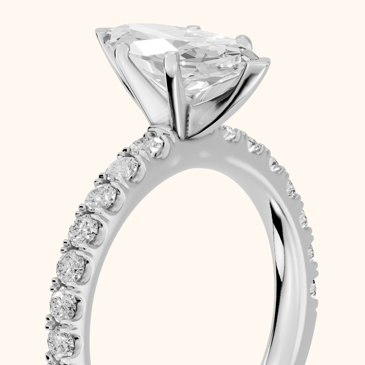 Elara Scalloped Pavé Marquise Diamond Engagement Ring in Silver - slant-view.webp