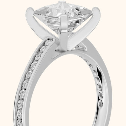 Tessa Solitaire Channel Set Princess Diamond Engagement Ring in White Gold - slant-view.webp
