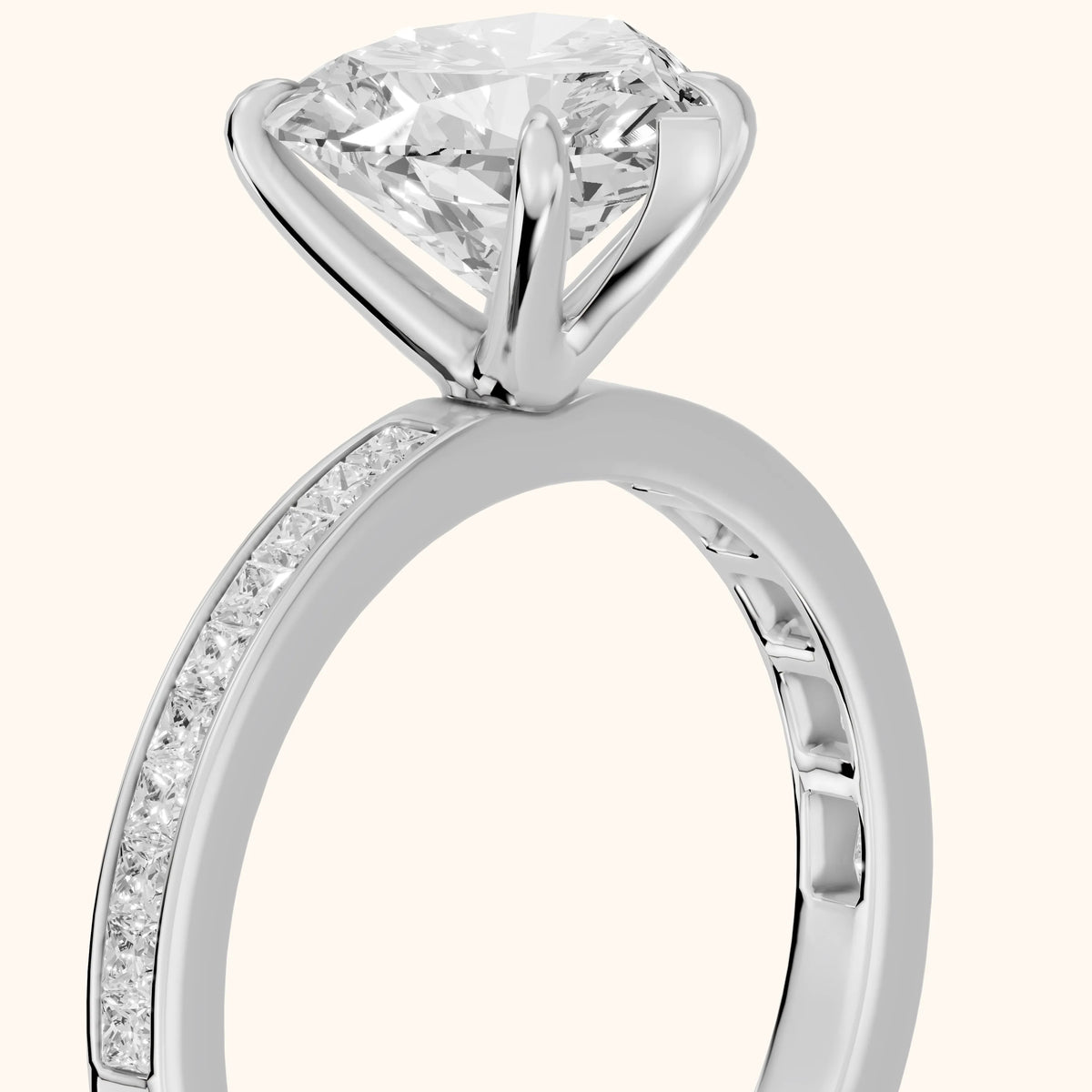 Freja Channel Set Heart Diamond Engagement Ring in Silver - slant-view.webp