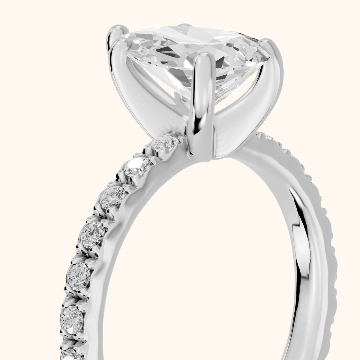 Autumn Statement Pavé Pear Diamond Engagement Ring in Platinum - slant-view.webp
