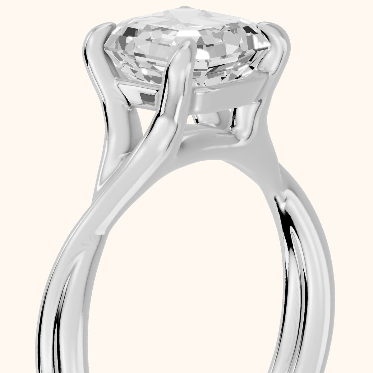 Rosa Twist Solitaire Asscher Diamond Engagement Ring in Platinum - slant-view.webp