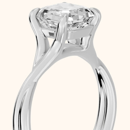 Rosa Twist Solitaire Asscher Diamond Engagement Ring in Platinum - slant-view.webp