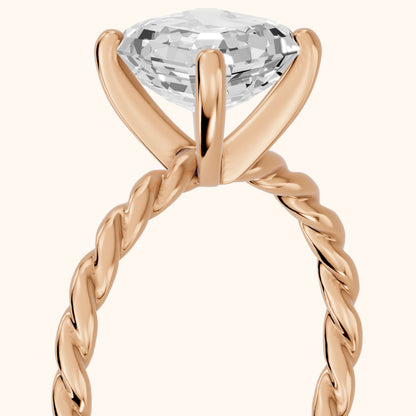 Robyn Twist Solitaire Asscher Diamond Engagement Ring in Rose Gold - slant-view.webp