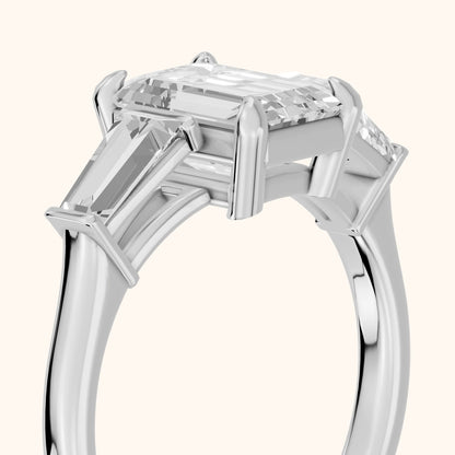 Layla Tapered Baguette Emerald Diamond Ring in Silver - slant-view.webp